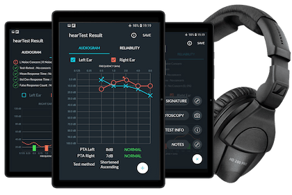 hearTest, certified pure tone tablet-based audiometry solution