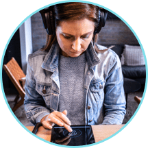 At home hearing testing No-touch remote hearing testing conducted by female